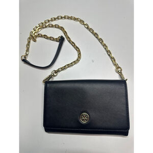 Women's Tory Burch Black Wallet with Gold Chain One Size